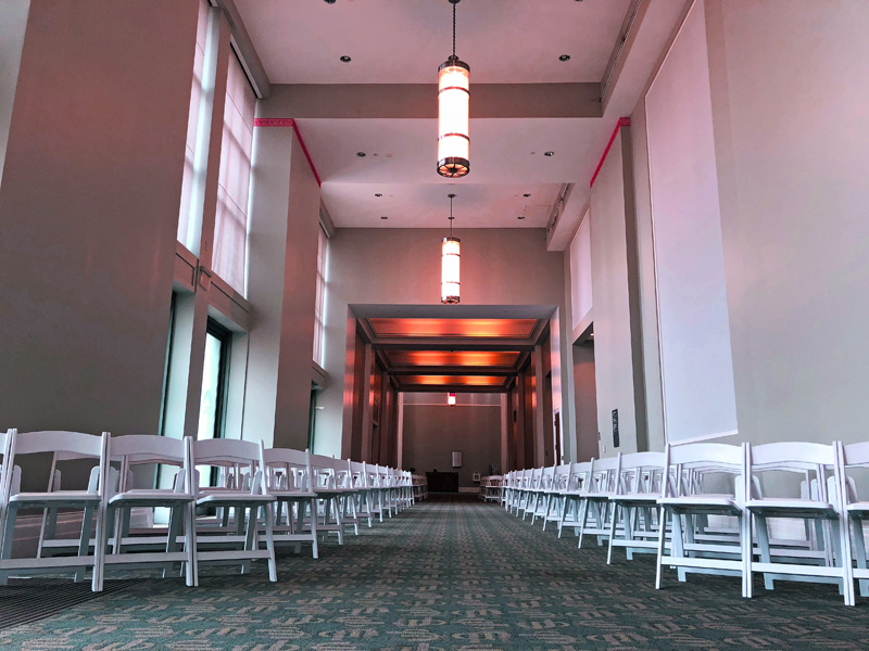 chairs set up for a wedding ceremony at the Main Library