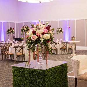 floral display for a wedding at the Main Library